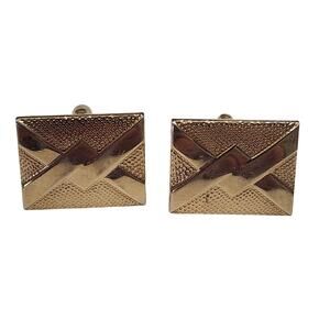 Swank Geometric Twisted X Trapezoid Cufflinks Gold Tone Bullet Toggle MCM 1970